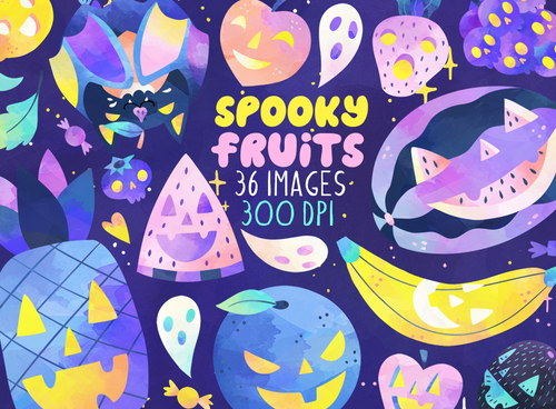 Halloween Fruits Graphics Set