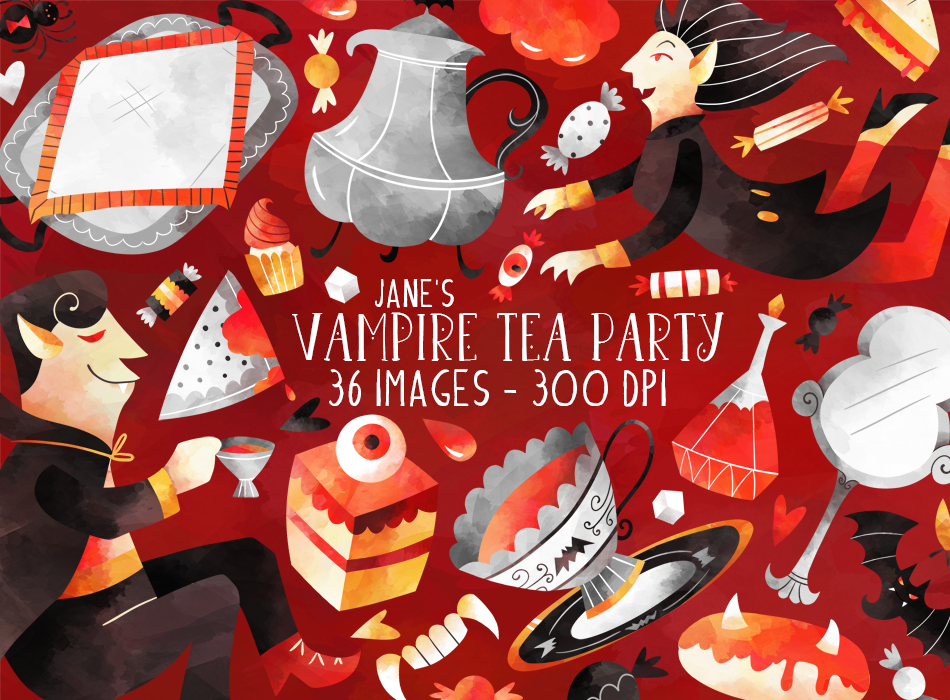 Vampire Tea Party Graphics Set
