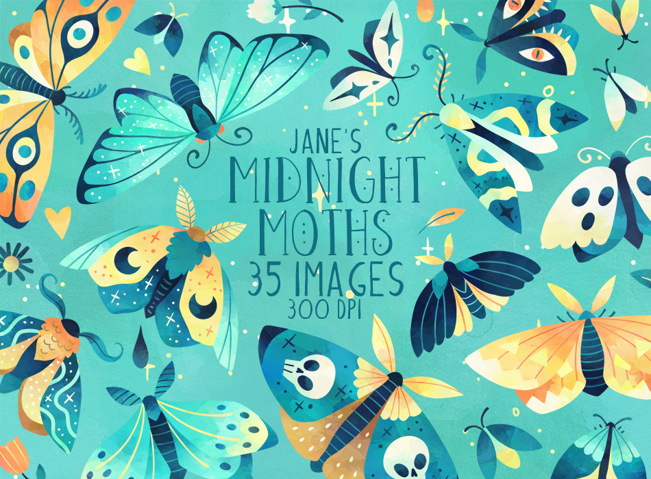 Midnight Moths Graphics Set