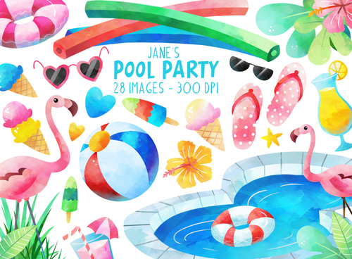 Pool Party Graphics Set