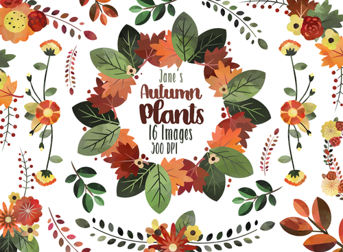 Autumn Floral Graphics Set