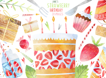 Strawberry Birthday Graphics Set