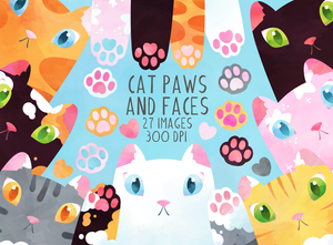 Cat Paws and Faces Graphics Set