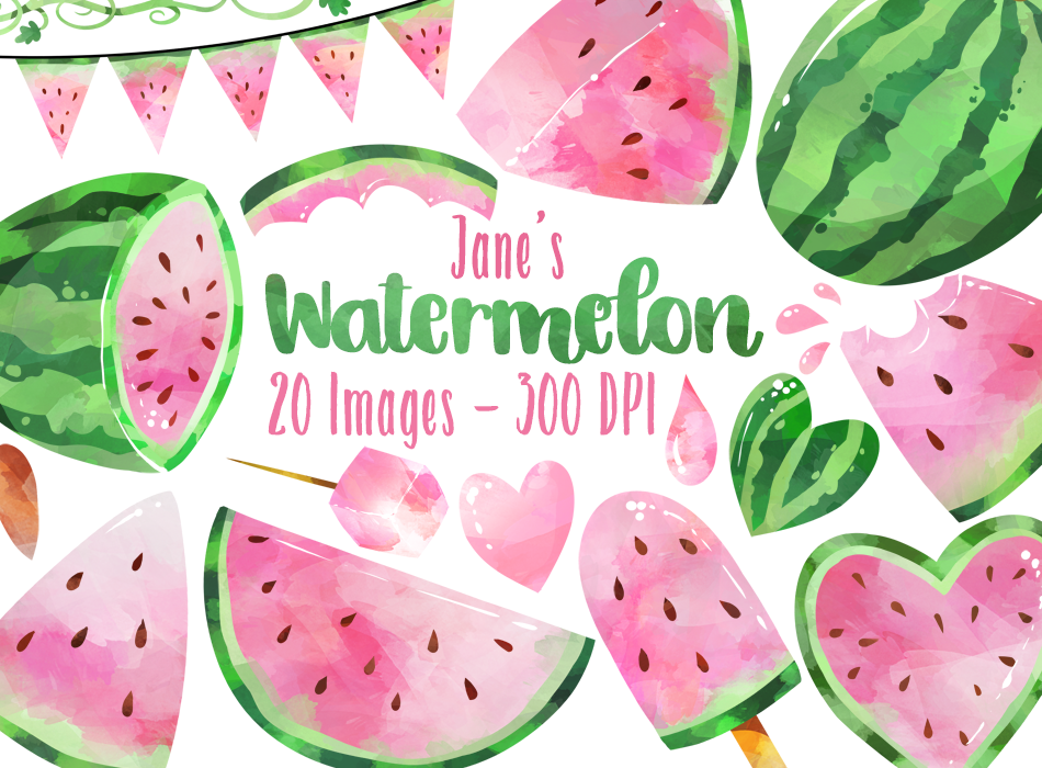 Pink Watermelon Graphics Set