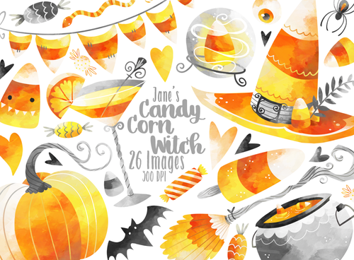 Candy Corn Witch Graphics Set