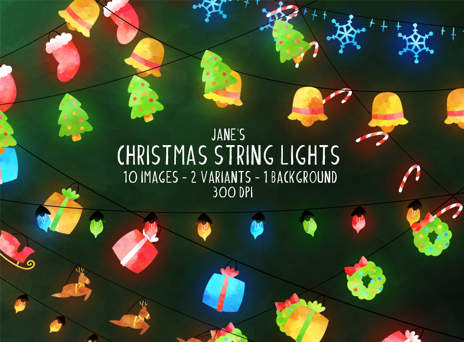 Christmas String Lights Graphics Set