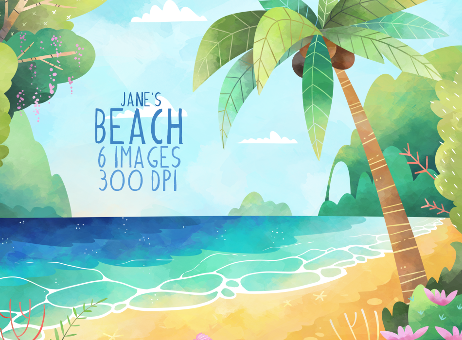 Beach Scene Graphics Set