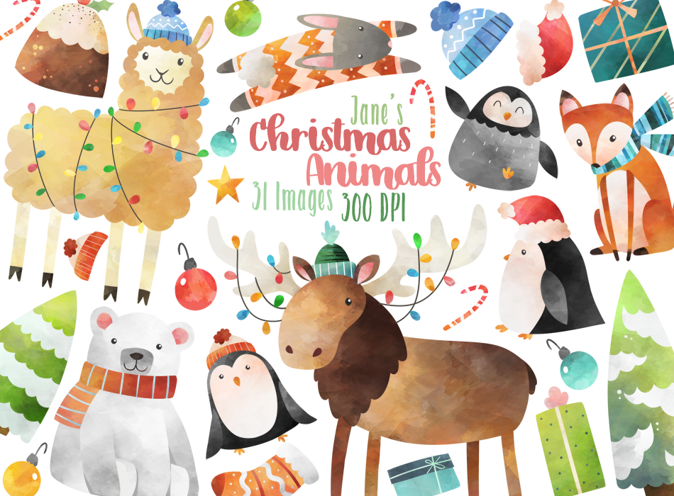Christmas Animals Graphics Set