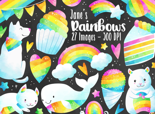 Rainbow Party Graphics Set