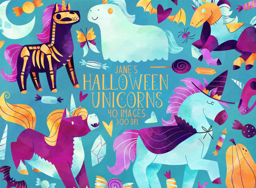 Halloween Unicorn Graphics Set