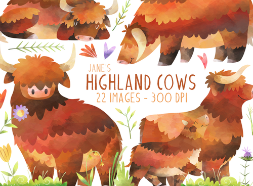 Highland Cows Graphics Set