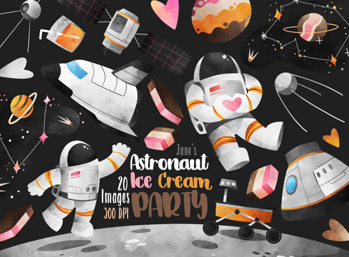 Astronaut Ice Cream Party Graphics Set
