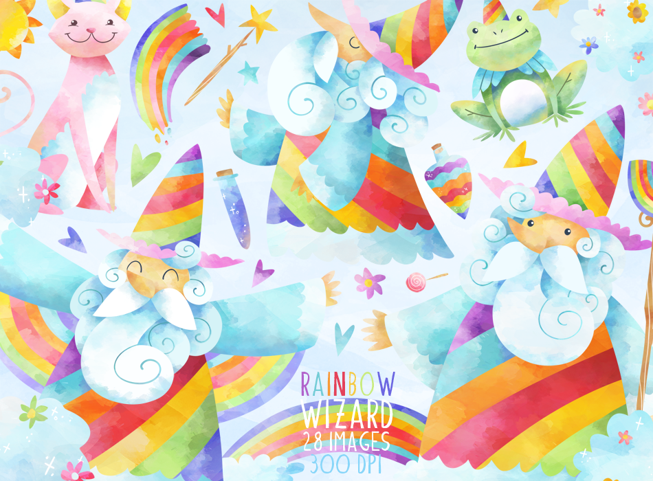 Rainbow Wizard Graphics Set