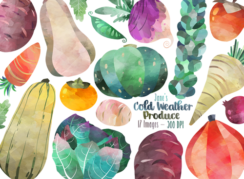Cold Weather Produce Graphics Set