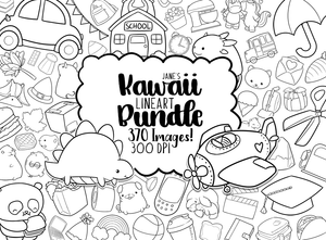Kawaii Lineart Bundle Graphics Set