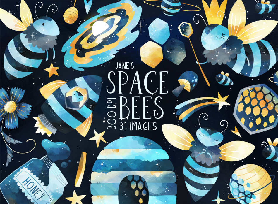 Space Bees Graphics Set