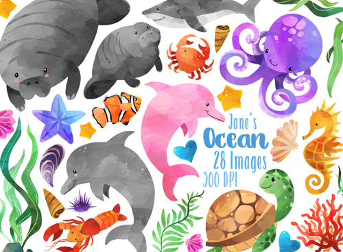 Ocean Life Graphics Set