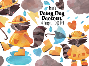 Rainy Day Raccoon Graphics Set