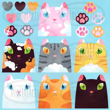Cat Paws and Faces Graphics Set