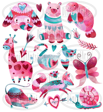 Valentines Day Animals Graphics Set