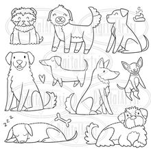 Lineart Dogs Stamps Graphics Set