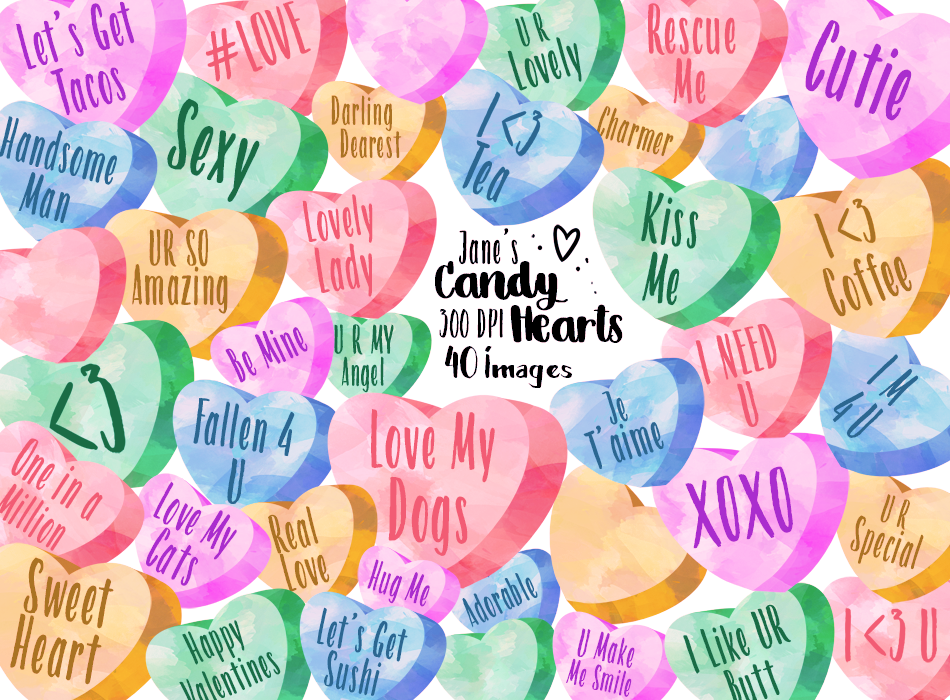 Candy Hearts Graphics Set